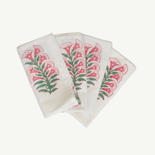 Load image into Gallery viewer, cotton napkin, floral napkins, block print napkins, pink napkins

