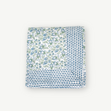 Cranberry Blue And White Hand Blocked Tablecloth