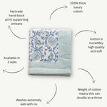 blue tablecloth block print, cotton tablecloth