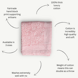 tablecloth, luxury tablecloth, the old and new company, pink tablecloth, block print tablecloth, cotton tablecloth