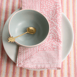 rozablue, hand blocked, the old and new company, tablecloth, striped tablecloth