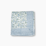 cotton block print blue green and white floral tablecloth very good quality