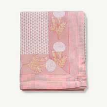 Load image into Gallery viewer, pink tablecloth, the old and new company, cutter brooks, rozablue, summer table cloth, hand blocked, oka tablecloth, cutter brooks, rebecca udall
