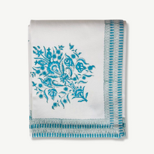 Load image into Gallery viewer, Varmala Blue and White Hand Block Printed Cotton Tablecloth
