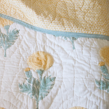 Load image into Gallery viewer, Splash Yellow Blocked Quilted Bedspread | 220 x 240cm
