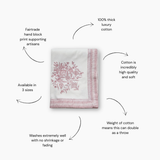 Varmala Hand Block Print Pink Tablecloth