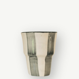 Green Stripe Hand Thrown Ceramic Beaker