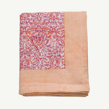 Load image into Gallery viewer, pink tablecloth, red tablecloth, the old and new company, rozablue, indian tablecloth, red tablecloth, block printed, floral tablecloth, large tablecloth, summer tablecloth
