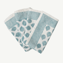 Load image into Gallery viewer, block print napkins, green napkins, blue napkins
