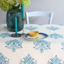 Load image into Gallery viewer, Varmala Blue Rozablue Tablecloth
