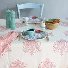 Load image into Gallery viewer, the old and new company, roza blue, table cloth, summer tablecloth, pink tablecloth, cutter brooks, the curated store
