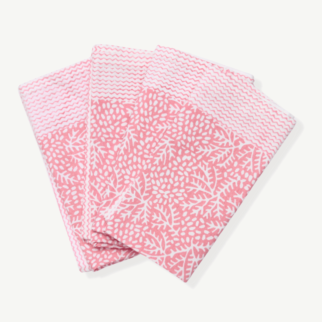 pink napkins, cotton napkins, block print napkins