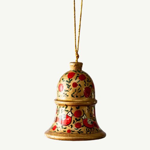 bell decoration, Christmas bell, Christmas tree decoration, gold and red Christmas decoration