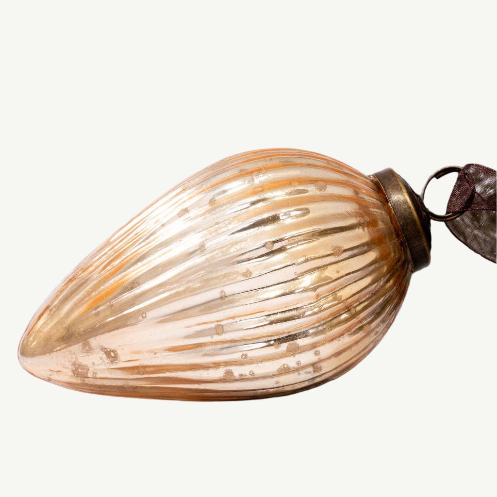 Extra Large Champagne Ribbed Glass Pinecone