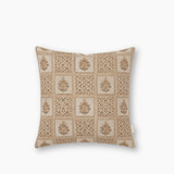 margot meadow hand block printed natural creams, soft yellow and subtle floral design.