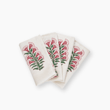 Pink Gladioli Cotton Block Print Napkins | Set of 4