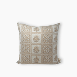 Margot meadow hand block printed natural creams, soft yellow and subtle floral design.
