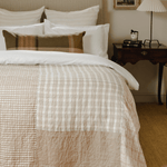 Handcrafted patchwork quilt made from heritage and contemporary fabrics by The Old and New Company, mcgee and co