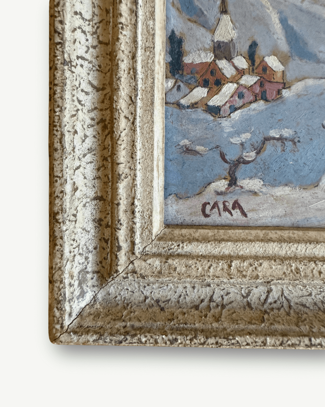 vintage French painting, alpine landscape, snow mountain, vintage oil painting, antique oil painting, rustic French decor, framed wall art, The Old and New Company, ski chalet decor
