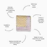 Yellow Floral Block Print Cotton Tablecloth