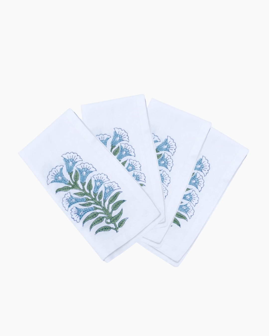 blue floral cotton napkins set of 4