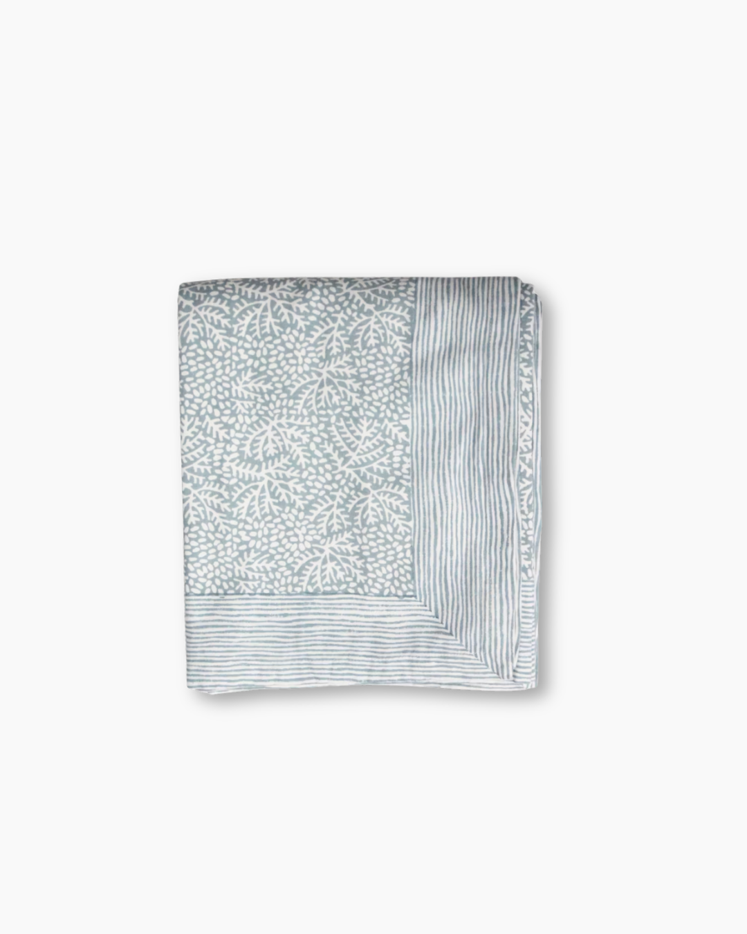 blue and white block print tablecloth fair trade cotton