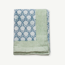 Load image into Gallery viewer, blue tablecloth, block printed tablecloth, oka, alice pallmer, rosie dhalia
