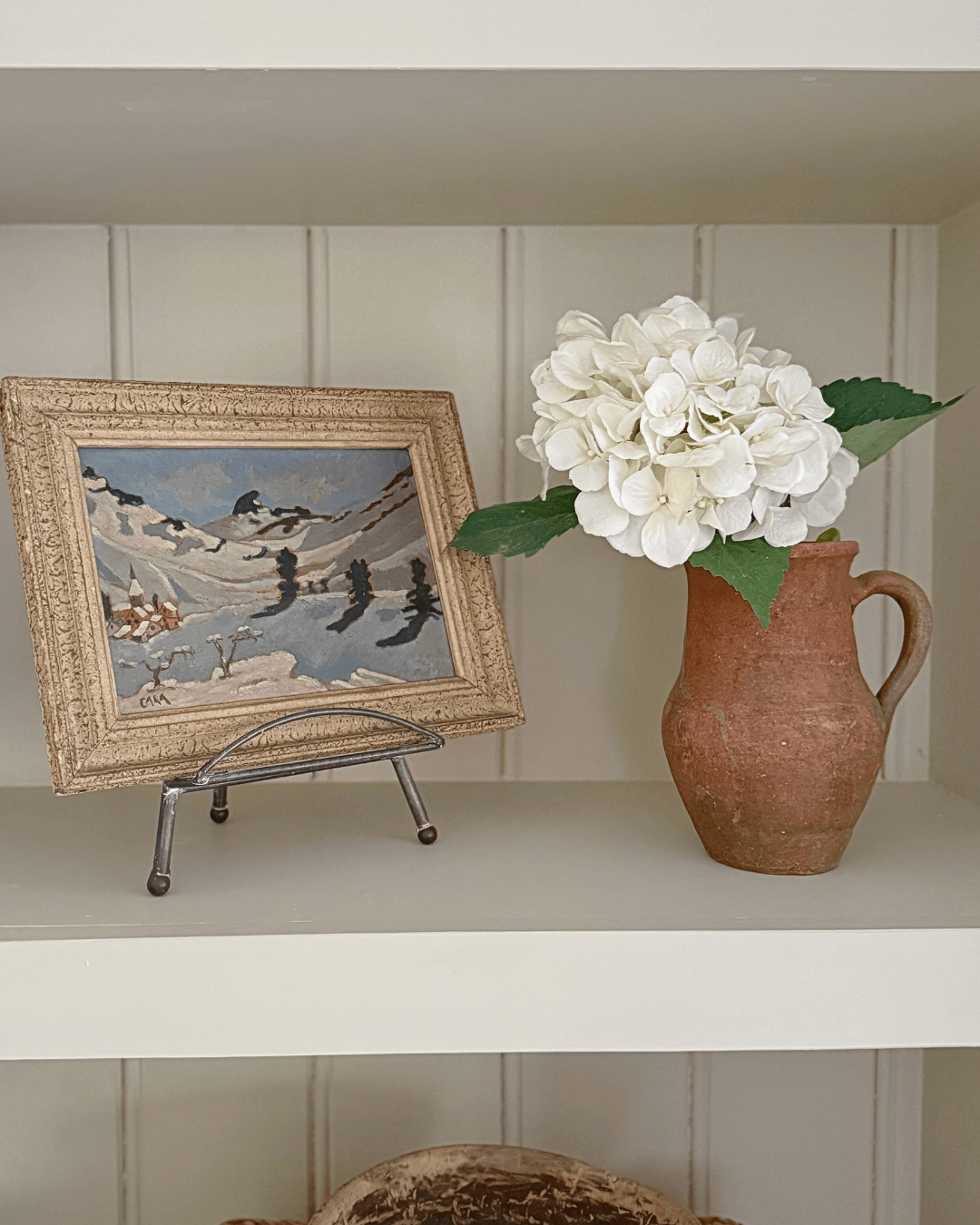 vintage French painting, alpine landscape, snow mountain, vintage oil painting, antique oil painting, rustic French decor, framed wall art, The Old and New Company, ski chalet decor