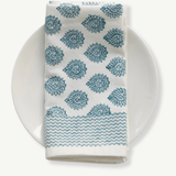 Green Lotus Cotton Block Print Napkins | Set of 4