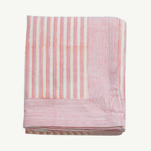 Load image into Gallery viewer, rozablue, hand blocked, the old and new company, tablecloth, striped tablecloth
