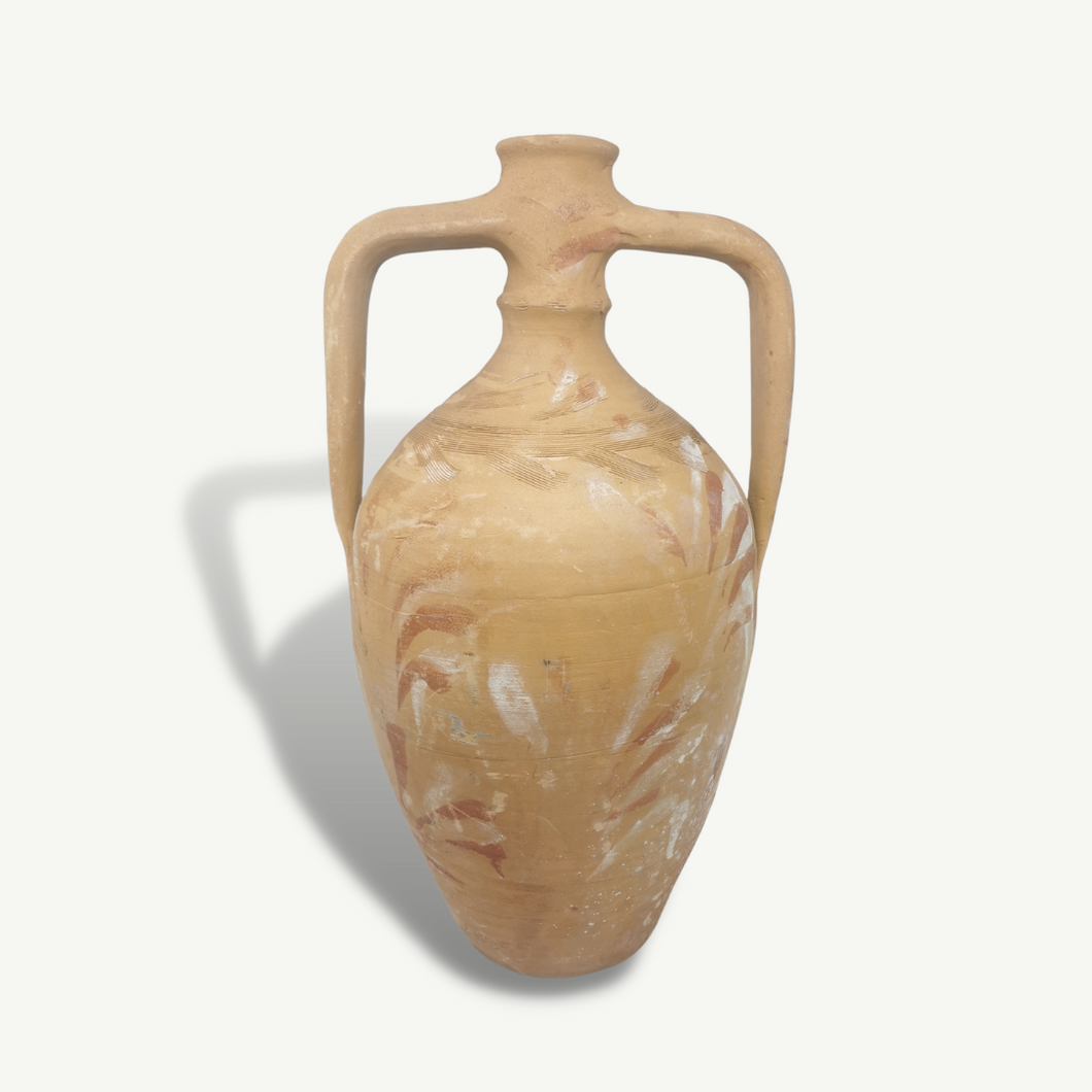Unique Tall Vintage Hand Painted Mediterranean Pot Vase