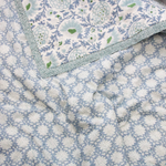 quilted bedspread, blue quilt, hand blocked quilt, oka