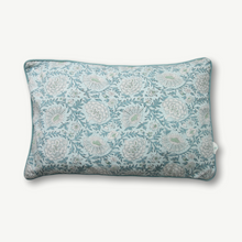 Load image into Gallery viewer, Handblocked-duck-egg-blue-indian-cushion-with-velvet-back
