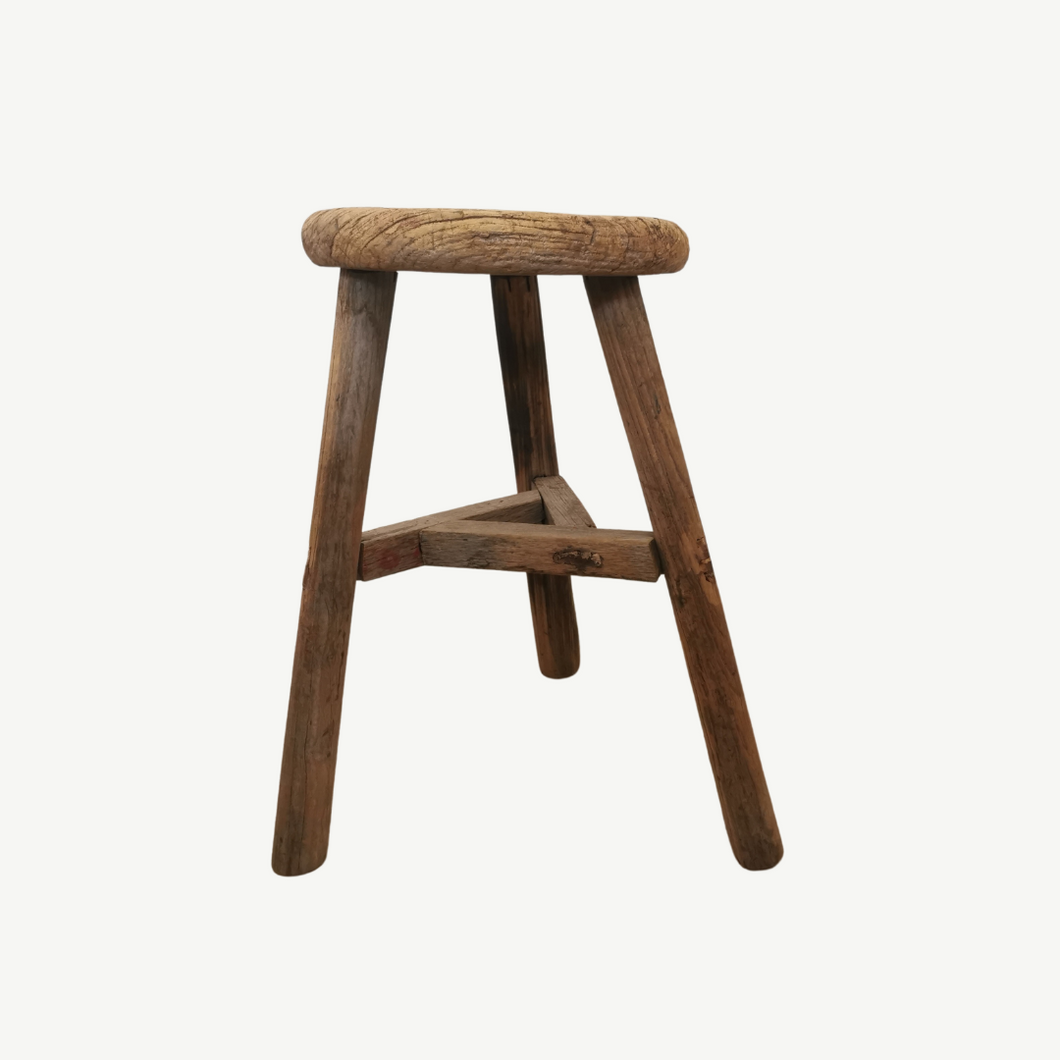 Rustic Reclaimed Round Top Stool | No 6