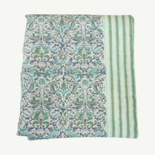 Load image into Gallery viewer, Blue Birds Hand Blocked Tablecloth | Blue and Green
