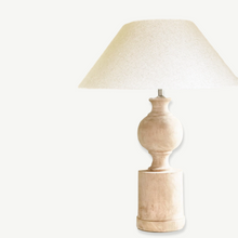 Load image into Gallery viewer, reclaimed wood table lamp linen shade
